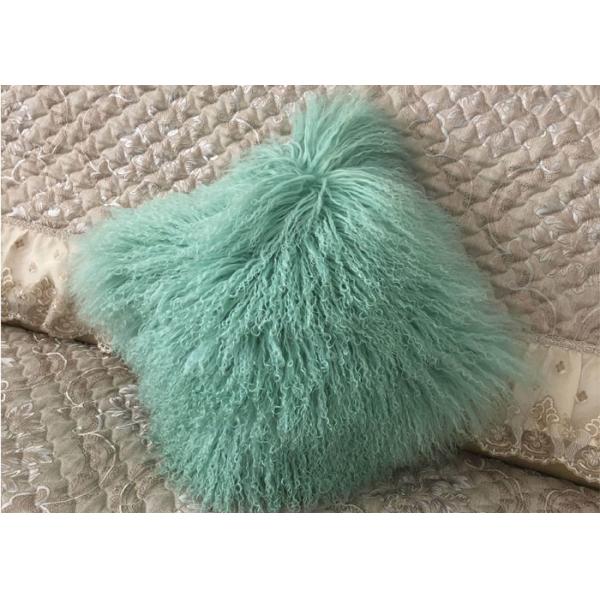 Mongolian fur pillow Mint Green Warm Soft Tibetan Lambskin Throw Pillow 22 inch