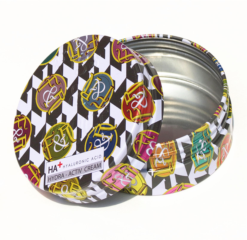 Empty Cosmetic Tin Box Small Cute round tin can / cosmetic two-piece tin box