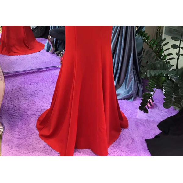 Gold Mermaid Style Red Dress Hanging Neck Luxury Heavy Beading Hollow Back