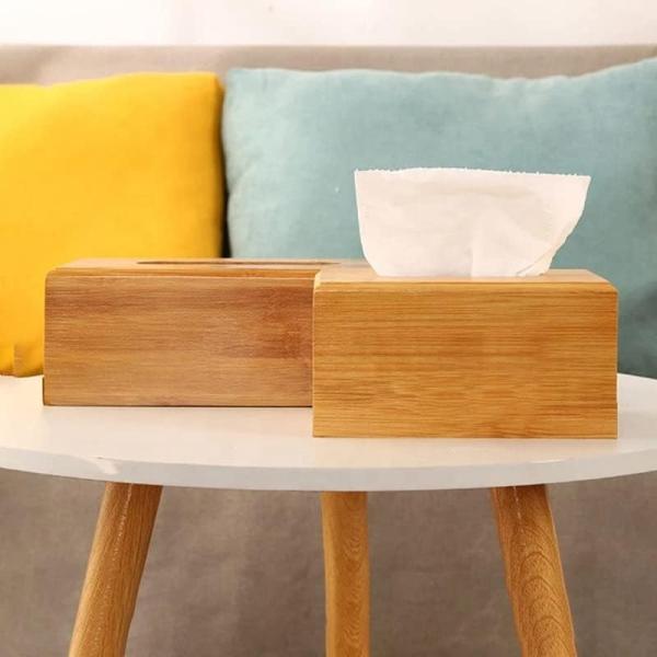 Silk-screen Printed Tissue Box Holder for Wood Storage in Tea Restaurant