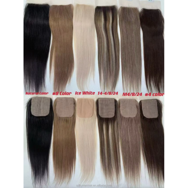 Factory Wholesale Lace Topper 5x5 100% Raw VRIGHIN  Human Hair Pre Colored Mesh Integration Closure DROP SHIPPING REDAY TO GO