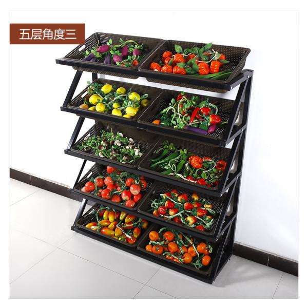 Supermarket Exhibition Wooden Fruit and Vegetable Storage Rack with Customized Design