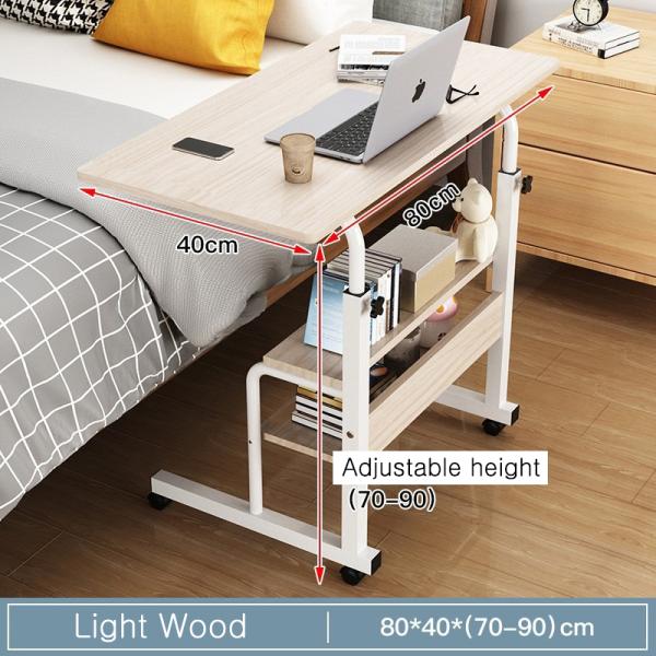 Height Adjustable Rolling Laptop Desk Bedroom Living Room Side Sofa Table For Bed Small Movable with Wheels