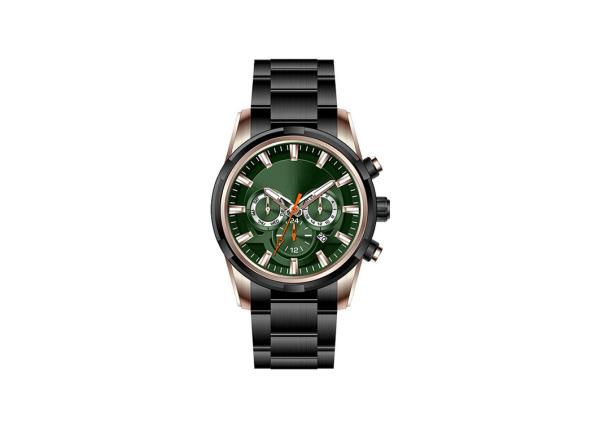 Japan Movt Stainless Steel Black Watch 100m Water Resistant Steel Back