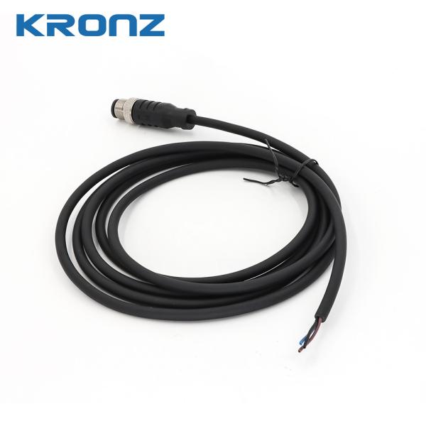 Straight Cable Outlet Industrial M12 Male Connector IP67 With PVC Pre Molded Cable