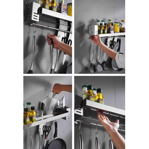 Stainless Steel Kitchen Utensil Rack , Over The Stove Spice Rack Multipurpose
