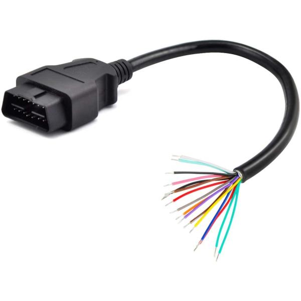 16PIN OBD Cable OBDII J1962 Male Connector to Open Plug Wire OBD Diagnostic Extension Cable 150g Voltage 12V/24V 12V/24V