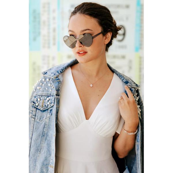 Timeless Zipper Flutter Short Sleeve Empire V-neck Open Keyhole Back A-line White Chiffon Midi-length Wedding Dress