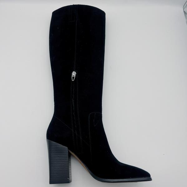 Black Leather Square Toe Ankle Boots / Women'S High Ankle Boots