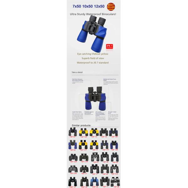 7x50 Blue Military Grade Waterproof Binoculars Telescope For Adults Hunting