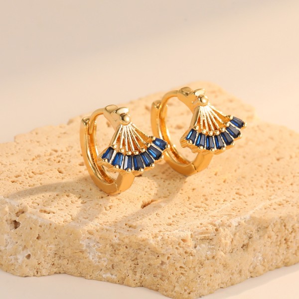 14K Gold Plated Brass 925 Silver Needle Hypoallergenic Women's Earrings Colorful Zircon Earrings Women's Earring Accessories