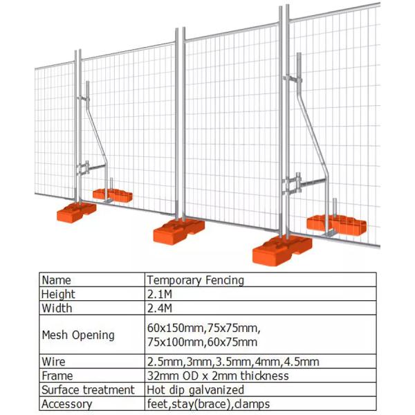 2100mm By 2400mm Temporary Steel Fencing Portable Welded Metal Outdoor