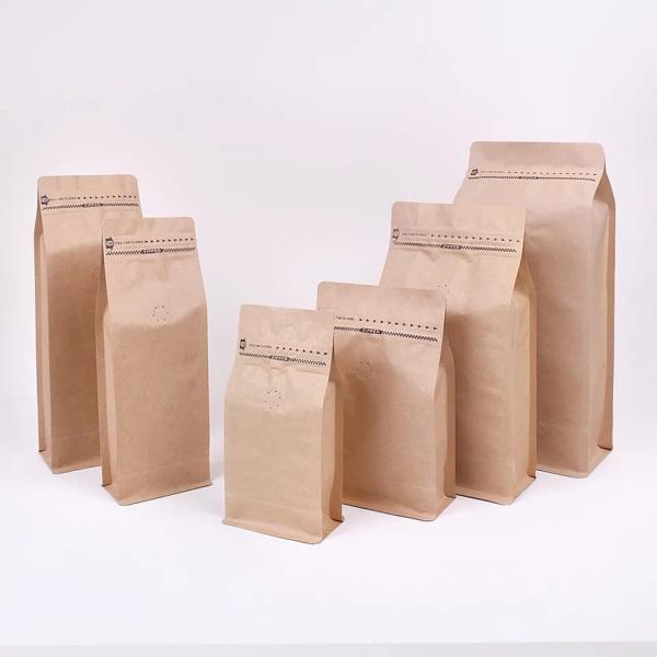 quad seal block bottom flat bottom coffee packing bag fully matte black coffee bag for 125g 250g 500g 1KG 2KG