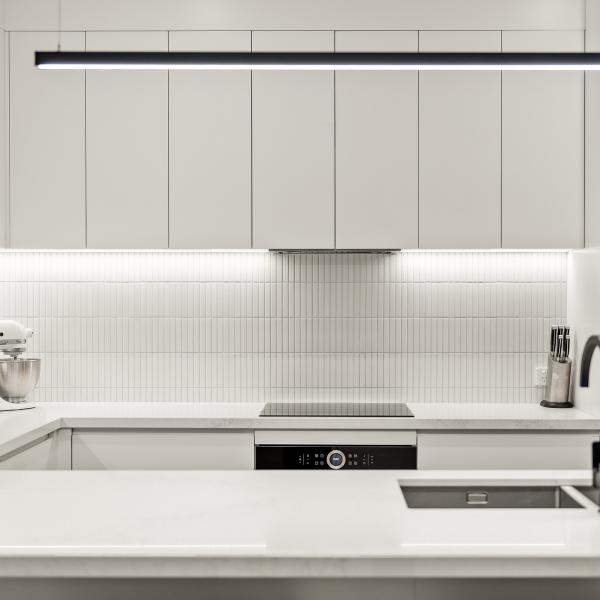 Customized U Shape PVC Kitchen Cabinet White For House