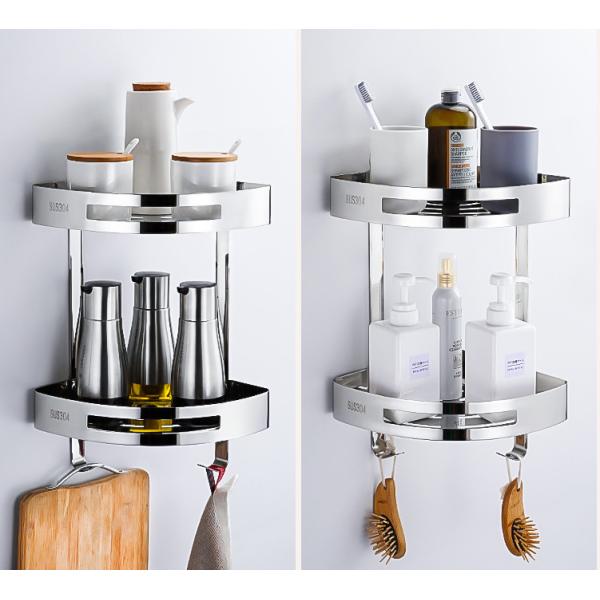 SUS304 Wall Mounted Bathroom Shelf , Mirror Polishing Stainless Steel Shampoo Holder