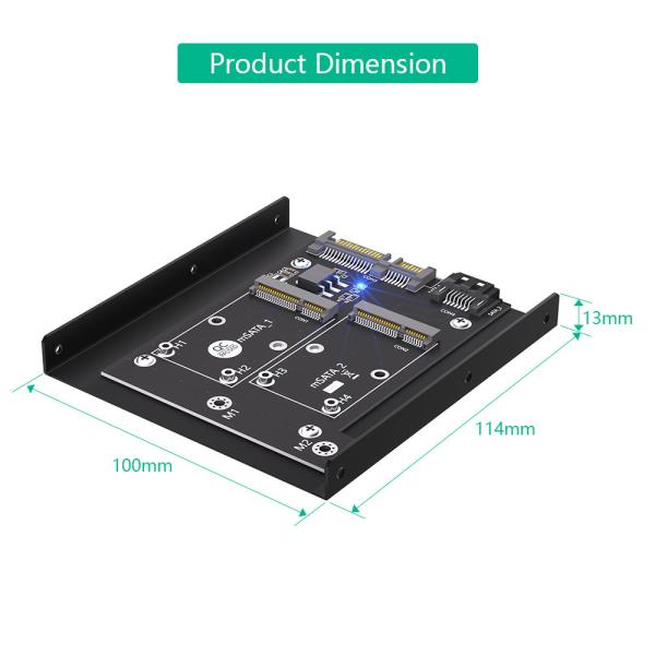 Версия обновления Dual MSATA SSD To Dual SATA3 Converter Adapter Card с 3,5 дюймовой кронштейном HDD