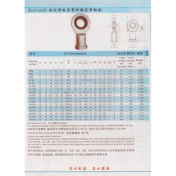 Rod End Bearings SA50ES,SA60ES ,SA70ES ,SA80ES