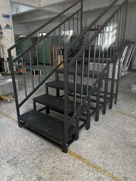6-step Stage Stairs Square Pattern Aluminum Alloy and Plywood Choir Stand