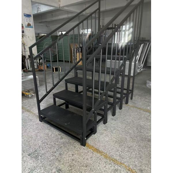 6-step Stage Stairs Square Pattern Aluminum Alloy and Plywood Choir Stand