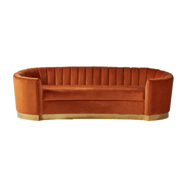 European Style Modern Fabric Orange Velvet Curved Sofa