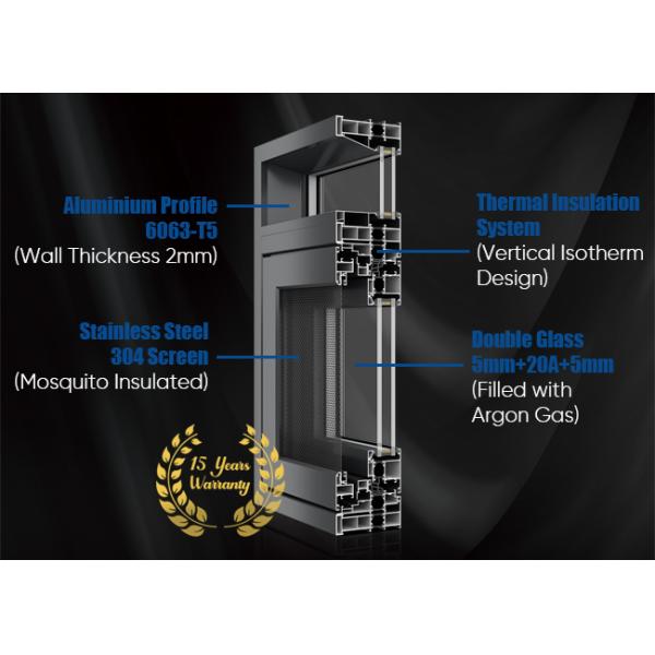 Thermal Insulation And Soundproof External Aluminium Tilt And Turn Windows With Screen Mesh