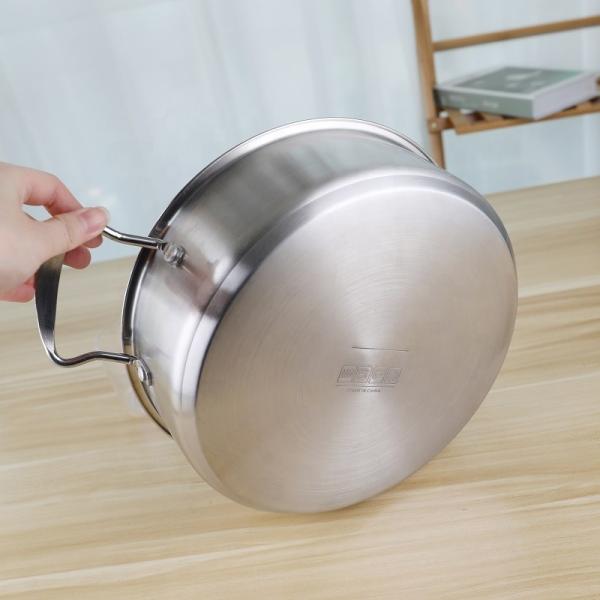 Double Handle Kitchen Soup Pots  24cm Stainless Steel With Glass Lid