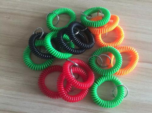 Colorful wrist badge accessories stretchable wrist coil bands plastic promotional key ring