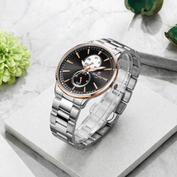 PVD Coating Color Mens Stainless Steel Chronograph Watches , Metal Mens Watches