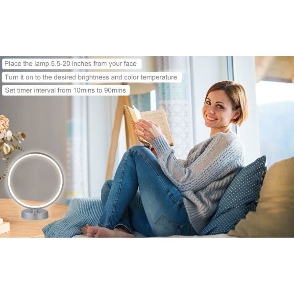 Metal Daglicht Lamp Circular Sad Light Therapy Lamp 10000LUX