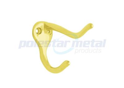 Zinc Alloy Decorative Door Hardware Polished Brass Double Prong Robe Hook 2-1/3