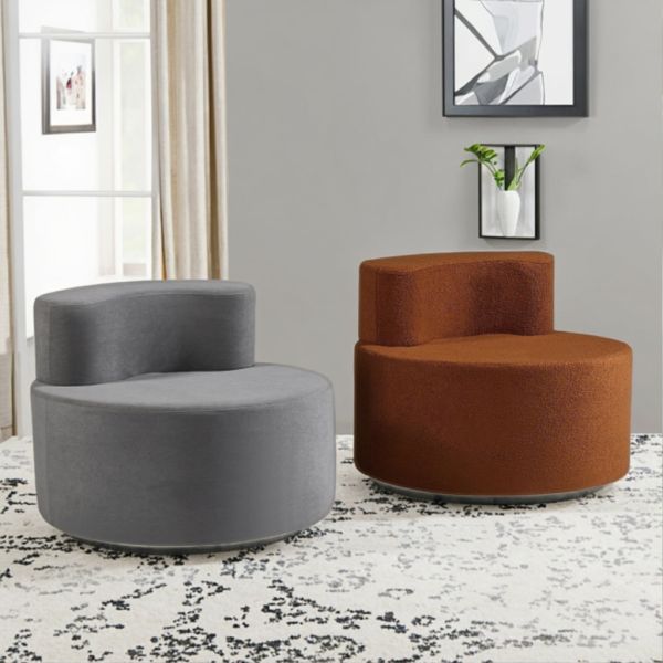 Modern Single Seat Round Tufted Chesterfield Sofa Fabric Lazy Sofa Bag Sofa Balcony Leisure Seat Single Chair for Bedroom