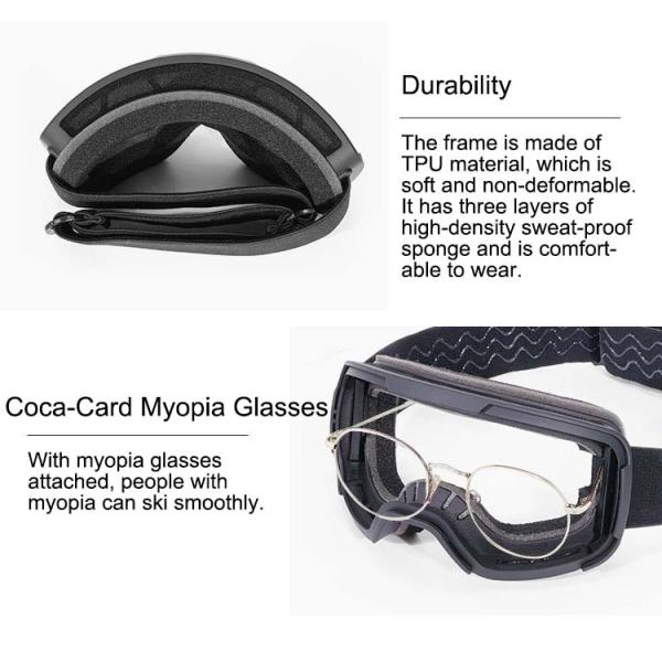 Custom Double Layer Anti-Fog Ski Goggles for Glasses Wearers Foam Choices Included