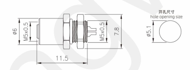 M5 Женщина Передняя монтажная розетка сварка винт M5 * 0,5 3/4pin 20A IP67
