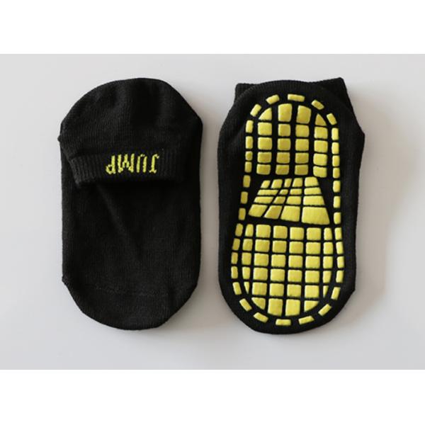 Eco - Friendly Kids Trampoline Socks Jacquard Logo Action City Bounce Socks Silicone Non Slip Socks