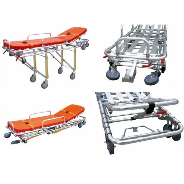 Hospital Emergency Ambulance Stretcher Trolley Aluminum Alloy Automatic Loading Stretcher