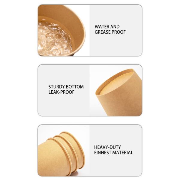 Disposable Oilproof Kraft Paper Packaging Salad Bowls With Lid