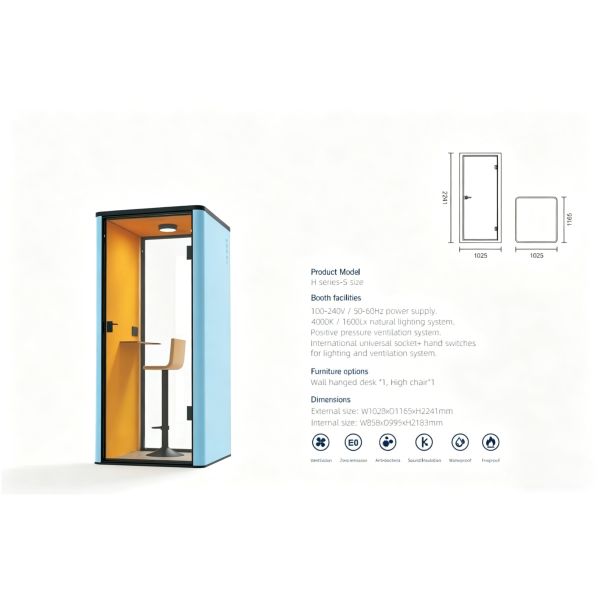 Modular Detachable Office Pod with Multi-Barrier Acoustic Design and Fresh Air System