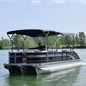 25ft Modern Black & Silver Pontoon Boat - Sleek Design For Premium Leisure &