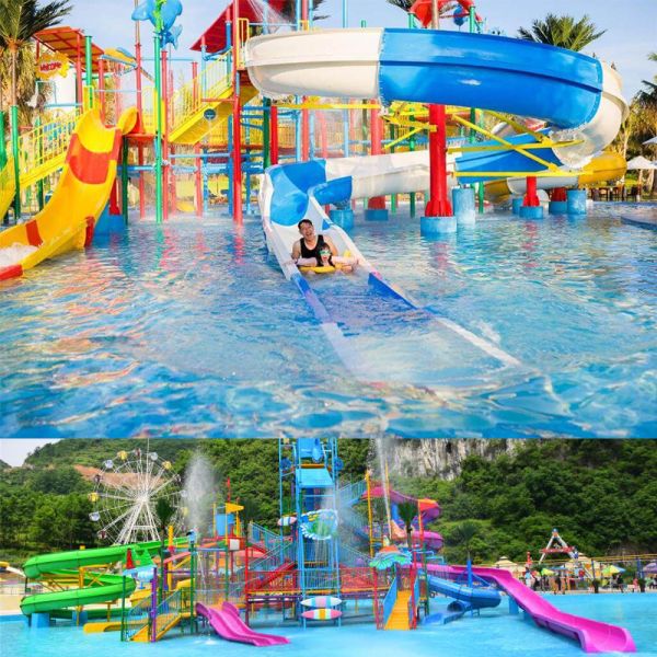 Fiberglass Steel Kids Splash Water Playground Interactive Water Slide Splash Pad