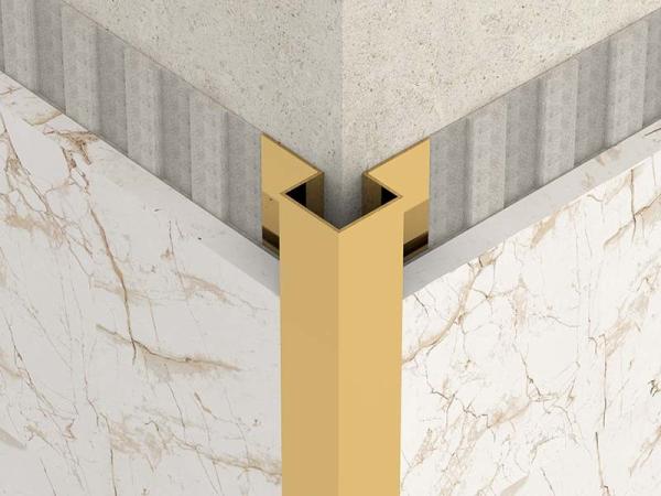Bright Gold 2.5m Stainless Steel Quadrant Tile Trim Outside Angle