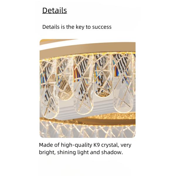 SENKAI Light Bladeless Fan Light Light Luxury Simple Circular 2024 New Home Room Study Crystal Ceiling Light