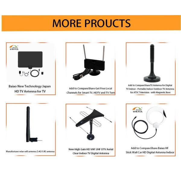 UHF 470 - 862MHz 100 Miles Digital TV Antenna With Magnetic Base