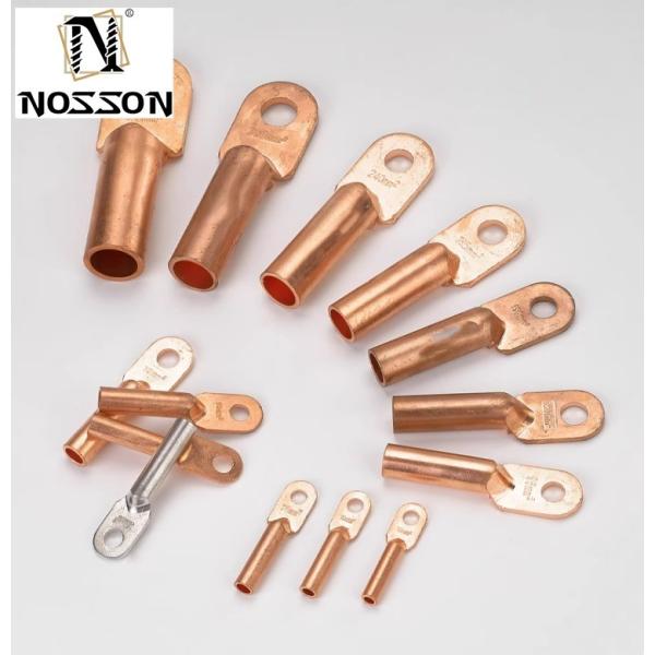 Collecting Wires Automotive 600v to 35 KV AWG Battery Tubular Cable Lug with Bell-end / Purple Copper Ring Terminal Lug Coated Tin