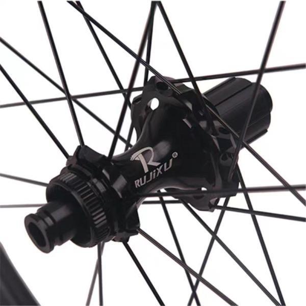 700C Road Disc Brake Carbon Fiber Bicycle Wheel Set 45mm/50mm Center Lock Titanium 24H by RUJIXU