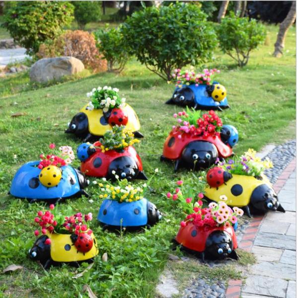 polyresin Ladybug statue animal planter for garden decoration flower pot