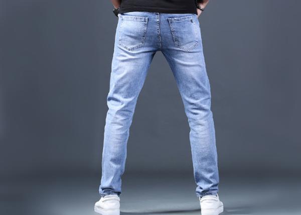 Customise Woven Autumn Mens Denim Jacket And Jeans Pants Mens Blasting On Legs