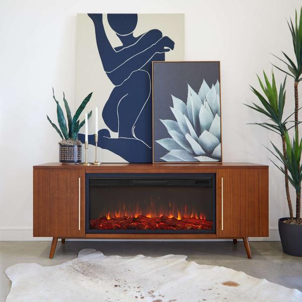 Electric Fireplace TV Stand with Adjustable Thermostat and NO App-Controlled by AJUNION