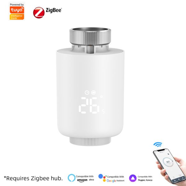 SIXWGH Tuya Zigbee Smart Thermostatic Radiator Valve TRV APP Voice Control Auto Schedule Bar Design Alexa/Google Home Compatible