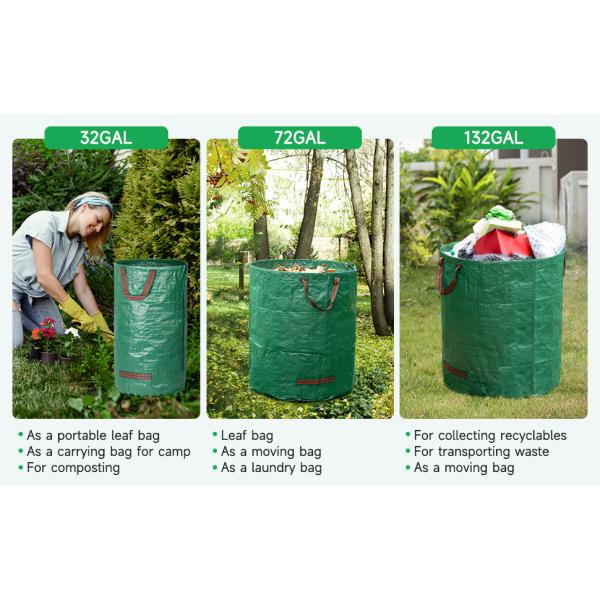 72 Gallons Garden Bag - Reuseable Heavy Duty Gardening Bags, Lawn Pool Garden Leaf Waste Bag