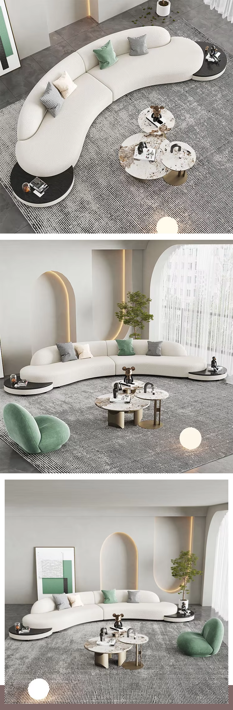 MOYI Living Room Furniture Sofas Fabric Sectional Curved Sofas Set Large Size Modular Floor Boucle Sofas Couch Set